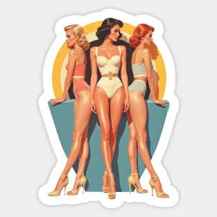 Perfect Symmetry of Glamour Retro Fashion and Classic Hollywood Siren Aesthetic Art Sticker